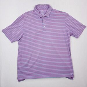 Peter Millar Polo Shirt Mens XL Purple Stripe Seaside Wash Golf Stretch Comfort
